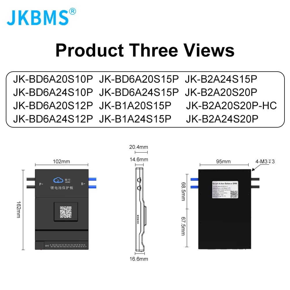 Smart BMS JK B1A20S15P 8S-20S (24V-60V), Curent 150A (Vârf 300A), Balansare Activă 1A, Bluetooth - poza 2