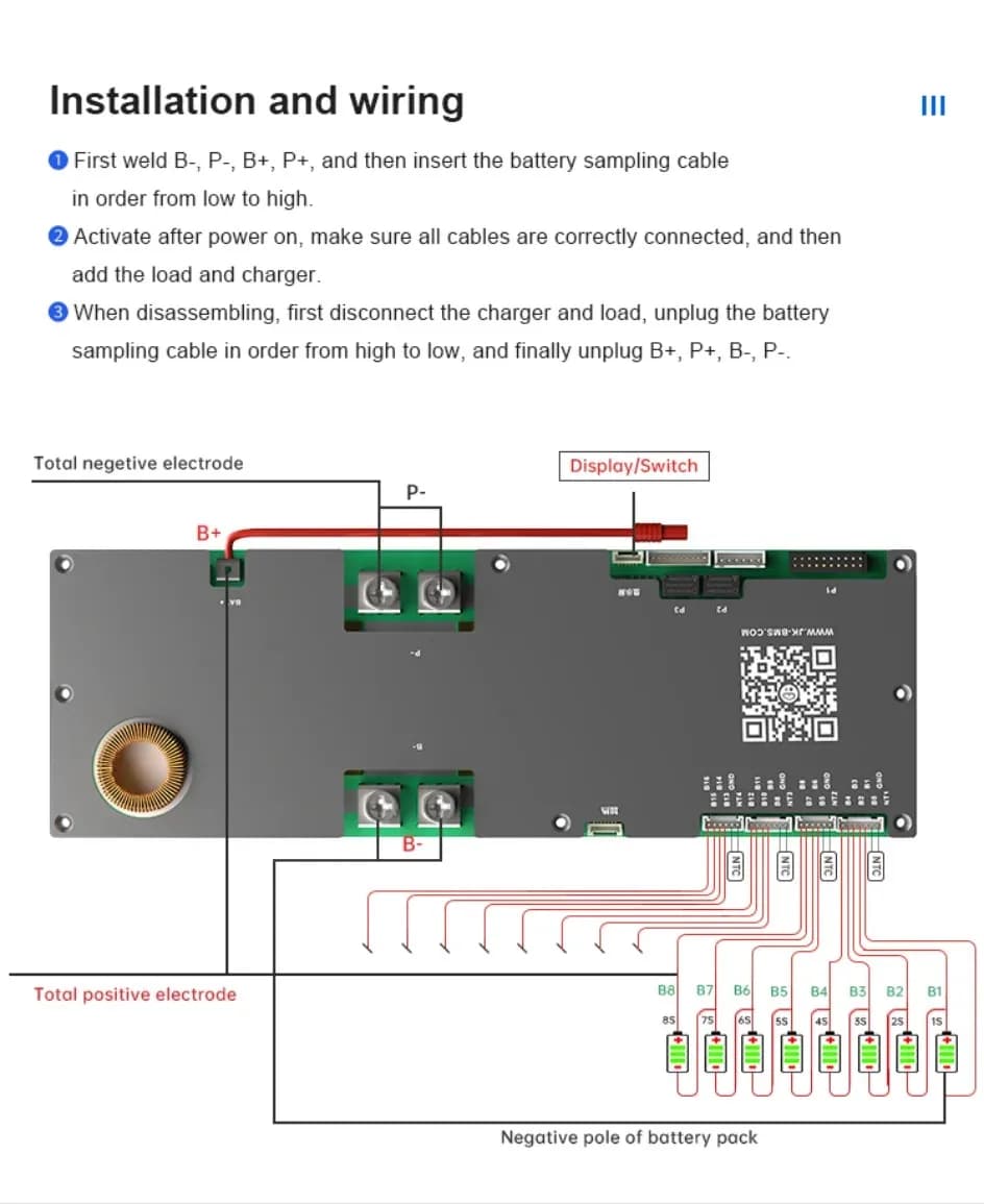 Smart BMS JK Invertor PB2A16S20P V19, 16S LiFePO4 (48V / 51.2V), Curent 200A (Vârf 350A), Balansare Activă 2A, CAN / RS485 / Bluetooth - poza 8